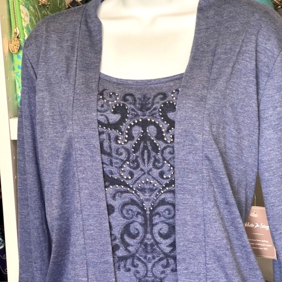 2 in 1 TOP & CARDIGAN. WHITE STAG LONG SLEEVE FLYAWAY TOP/TUNIC. EMBELLISHED NWT - Picture 3 of 15